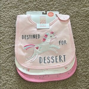 Carter's Pink Unicorn Baby Bib Set